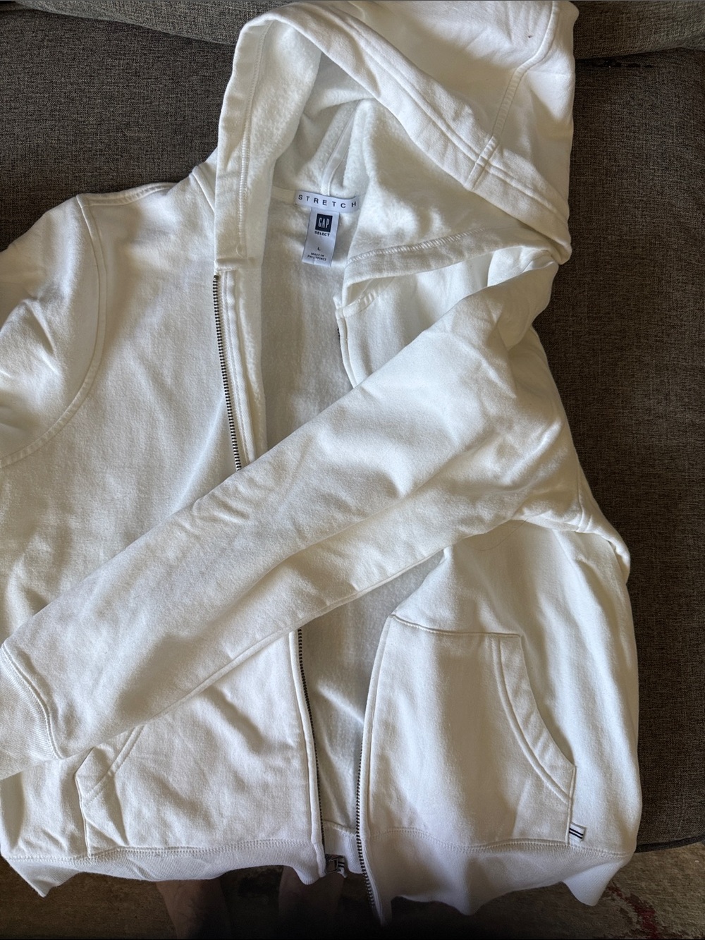 GAP White Full-Zip Hooded Sweatshirt